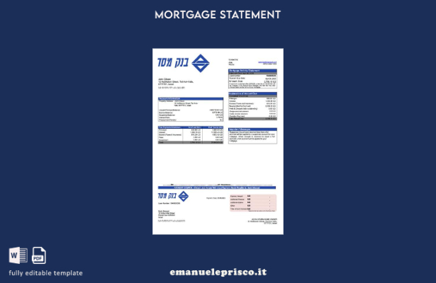 stile verificato Dichiarazione di mutuo Israel Bank Massad Modello Word e modell